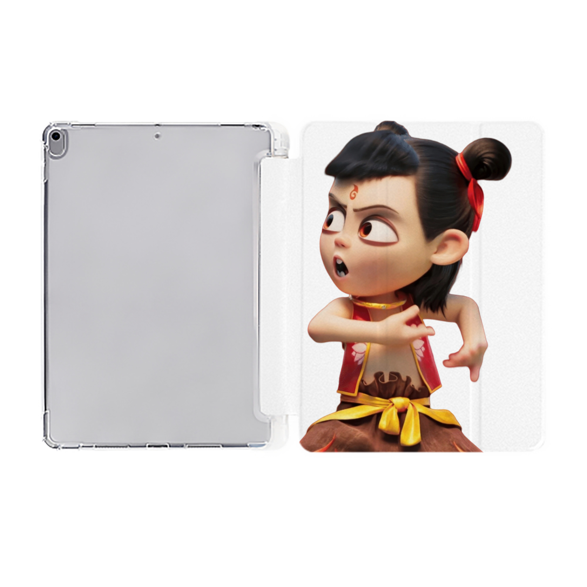 （画像用） Ne Zha 2 ナタ 魔童の大暴れ IPad ケース ペン収納付き 三つ折りスタンド PUレザー×シリコン 対応機種9.5/10.5/10.9インチ